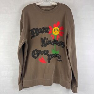 Plant Kindness Grow Peace Graphic Sweatshirt Grateful Brown Unisex L/XL